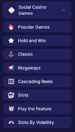 slot categories in navigation menu screenshot